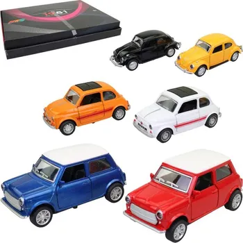 autodráha Auto kovové retro 11cm osobní automobil zpětný chod 6 druhů