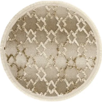 Koberec Kusový koberec, kulatý, syntetický, s třásněmi, vzorovaný, béžový, 100 cm + vyzvednutí ZDARMA
