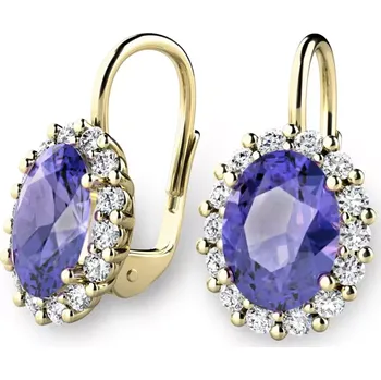 Náušnice Dámské náušnice žluté zlato 585/1000 přírodní diamant 2.60 ct G/SI s tanzanity a tanzanit 140029-ZL-DIA-TAN