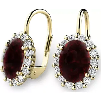 Náušnice Dámské náušnice žluté zlato 585/1000 přírodní diamant 3.10 ct G/SI s granáty 140029-ZL-DIA-GRA