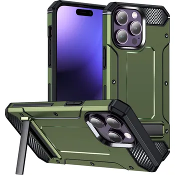 Pouzdro na mobilní telefon Kryt iPhone 15 Pro, Techsuit - Hybrid Armor Kickstand , zelený