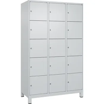 Šatní skříň Úložná skříňka C+P Cabo-Plus, 3 oddíly po 5 policích, 1200 x 500 x 1950 mm, šedá, na nožičkách