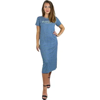 Dámské šaty NOVINKA - Šaty s rukávky - proužkované, tmavě modré