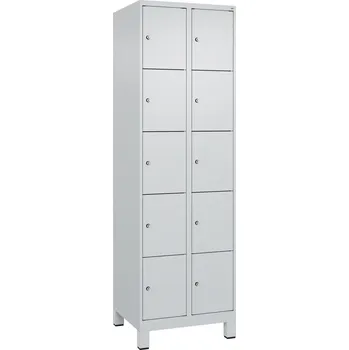 Šatní skříň Úložná skříňka C+P Cabo-Plus, 2 oddíly po 5 policích, 600 x 500 x 1950 mm, šedá, na nožičkách