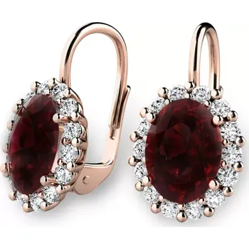 Náušnice Dámské náušnice růžové zlato 585/1000 přírodní diamant 3.10 ct G/SI s granáty 140029-CV-DIA-GRA