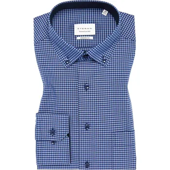 Pánská košile Košile Eterna Modern Fit Vichy Popeline drobná kostka modrá velikost: 43, délka rukávu: dlouhý rukáv