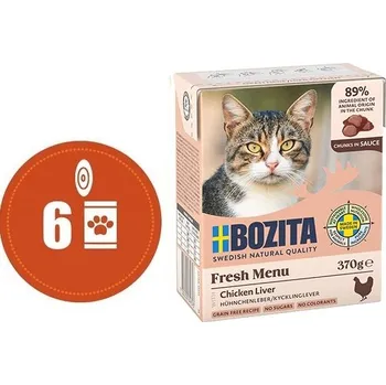 Bozita Fresh Menu kousky v omáčce s KUŘECÍMI JÁTRY MULTIPACK - konzerva pro kočky 6x370 g
