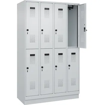 Šatní skříň Šatní skříň C+P typ Cabo-Plus, 8 oddíly, 1200 x 1950 mm, šedá, podstavec