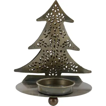 Svícen Mosazný antik kovový svícen stromek Canie - 9*7*11 cm