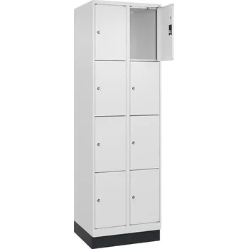 Šatní skříň Úložná skříň C+P Cabo-Plus, 2 oddíly po 4 policích, 600 x 500 x 1950 mm, bílá, podstavec