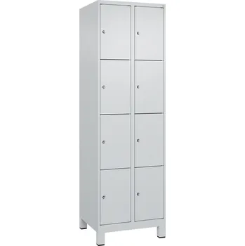 Šatní skříň Úložná skříňka C+P Cabo-Plus, 2 oddíly po 4 policích, 600 x 500 x 1850 mm, šedá, na nožičkách