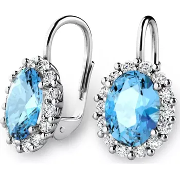 Náušnice Dámské náušnice bílé zlato 585/1000 přírodní diamant 2.80 ct s topazy 140029-B-DIA-TPZ