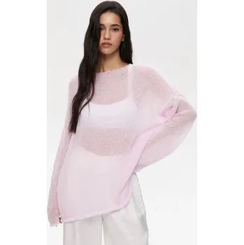 Dámský svetr Oversize lehký svetřík Barva: Růžová, Velikost: L