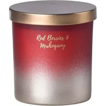 Svíčka Emocio sklo s plech. víčkem 80x90mm Red Berries