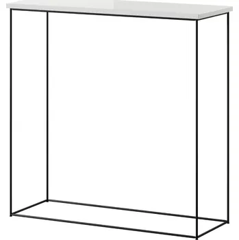 Konferenční stolek ArtAdrk Příruční stolek MILAN | černé nohy Barva: bílý lesk