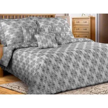 Povlečení Damaškové povlečení EXCELLENT 240x220, 2x 70x90 GEON Křišťál šedý/tmavě šedý