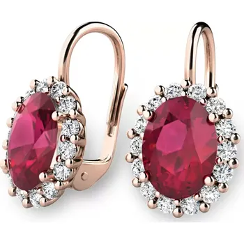 Náušnice Dámské náušnice růžové zlato 585/1000 přírodní diamant 3.05 ct G/SI s rubíny 140029-CV-DIA-RUB