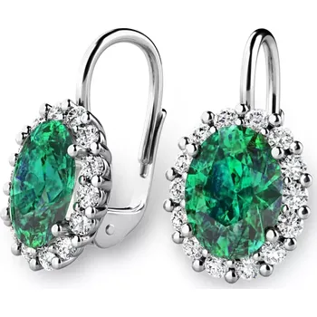 Náušnice Dámské náušnice přírodní diamant 2.40 ct G/SI se smaragdy 140029-B-DIA-SMAR