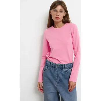 Dámské dlouhé tričko z bavlny s dlouhým rukávem Barva: Růžová, Velikost: 3XL