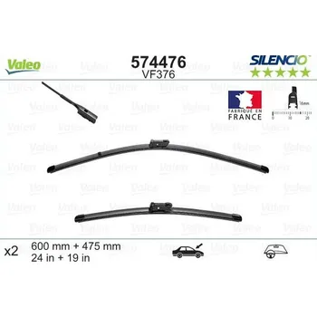 Stěrač Stěrače VALEO SILENCIO 600 mm + 480 mm - ploché