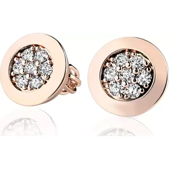 Náušnice Dámské náušnice růžové zlato 585/1000 přírodní diamant 0.168 ct G/SI 10903-NS-CV-DIA
