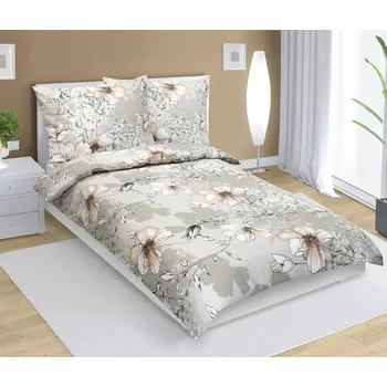 Povlečení Flanelové povlečení prodloužené 70x90-140x220 cm Ibišek kávová*