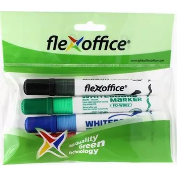 FLEXOFFICE Popisovač na bílou tabuli WB02, 4 barvy, 2,5mm, kuželový hrot, FLEXOFFICE 26413