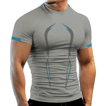 Pánské tričko Sportovní pánské tričko prodyšné obepínají Barva: Světle Šedá, Velikost: XL