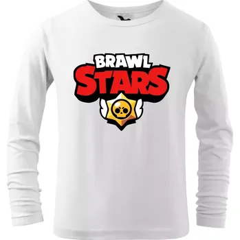 Chlapecké tričko Dětské tričko Brawl Stars logo dlouhým rukávem bílé