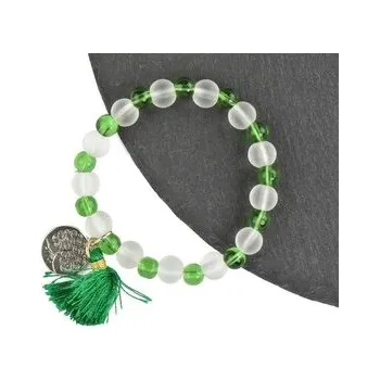 Náramek Náramek zelený, třásně, Strom života