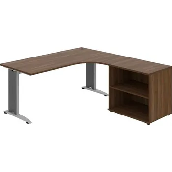 Kancelářský vozík HOBIS kancelářský stůl pracovní tvarový, ergo levý - FE 1800 60 H L, ořech + doprava zdarma