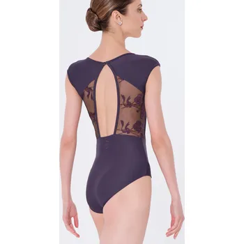 Body Wear Moi,Trikot s květinovou síťkou Muscari LEO108, tmavá fialová L