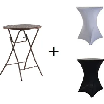 Zahradní nábytek AKCE! Bistro stolek koktejlový průměr 80 cm - IMITACE RATANU BSTL80R Barva ubrusu: ČERNÁ / BLACK