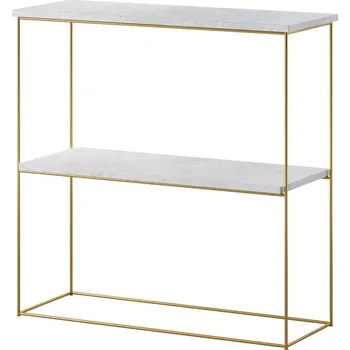 Konferenční stolek ArtAdrk Příruční stolek TONI | zlaté nohy Barva: Bílá
