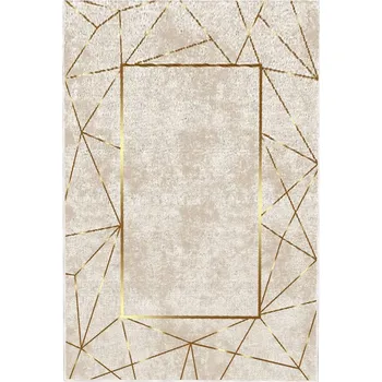 Koberec Kusový koberec, žinylková tkanina, nízký vlas, béžovo/zlatý, 80 x 120 cm + vyzvednutí ZDARMA