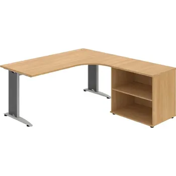 Kancelářský vozík HOBIS kancelářský stůl pracovní tvarový, ergo levý - FE 1800 60 H L, dub + doprava zdarma