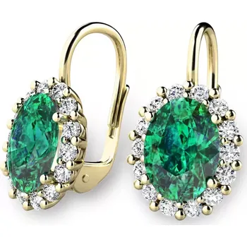 Náušnice Dámské náušnice žluté zlato 585/1000 přírodní diamant 2.40 ct G/SI se smaragdy 140029-ZL-DIA-SMAR