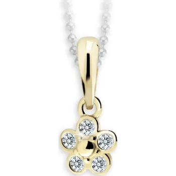 Přívěsek ŠPERKY-NM, Zlatý dětský přívěsek kytička 1011 Barva kamene: růžová střední (TCF red), Barva zlata: žlutá