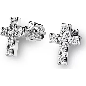 Náušnice Dámské náušnice bílé zlato 585/1000 přírodní diamant 0.066 ct G/SI - křížky s brilianty 140026-B-DIA