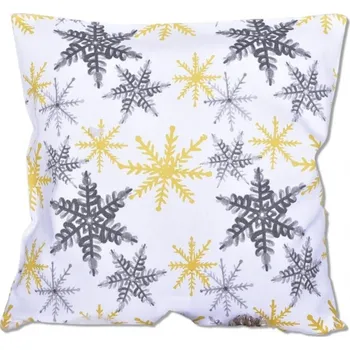 Povlak na dekorativní polštářek Vánoční povlak na polštářek 40x40 Šedé a žluté vločky