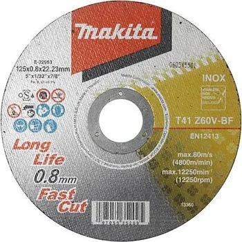 Řezný kotouč MAKITA E-22953 kotouč řezný 125*0,8*22,2mm na NEREZ