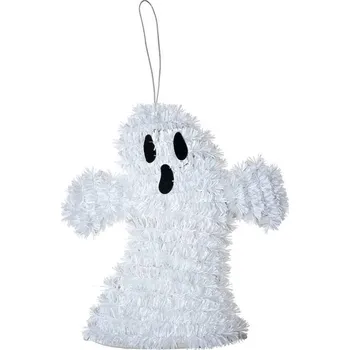 Bílá plastová nástěnná dekorace duch na Halloween - 15*3*16 cm