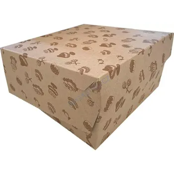 Jednorázové nádobí Dortová krabice kraft s motivem 22 x 22 x 9 cm [1 ks] (71705.24-E11A)