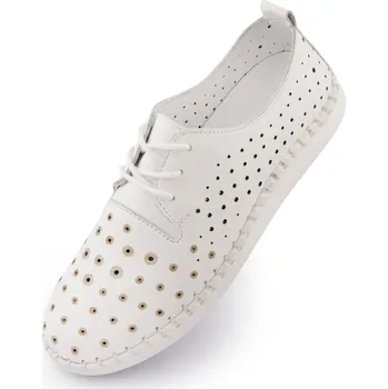 Dámské polobotky Dámské kožené letní boty NELL White 38