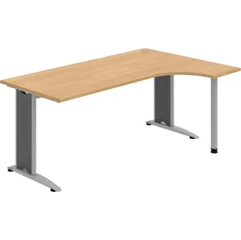 Kancelářský vozík HOBIS kancelářský stůl pracovní tvarový, ergo levý - FE 1800 L, dub + doprava zdarma