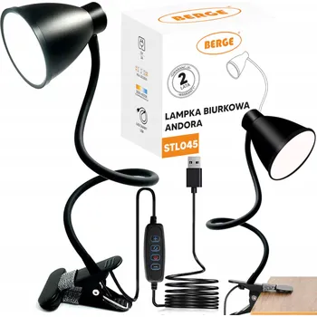 Stojací lampa Berge Andora LED stolní lampa s klipem 1xE27 černá