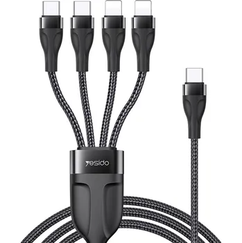 Datový kabel Datový kabel 4v1 Yesido (CA110) - Type-C to 2 x Lightning, 2 x USB-C, 1.2m, 4A - černý