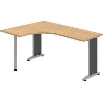 Kancelářský vozík HOBIS kancelářský stůl pracovní tvarový, ergo pravý - FE 60 P, dub + doprava zdarma