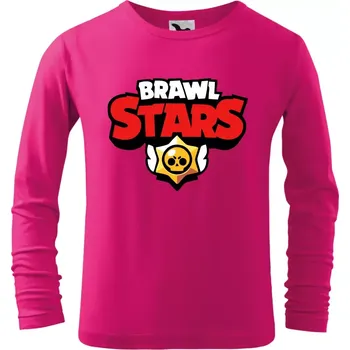 Dětské tričko Brawl Stars logo dlouhým rukávem malinové