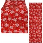 Vánoční ubrus 180x33 cm Vločky, červený